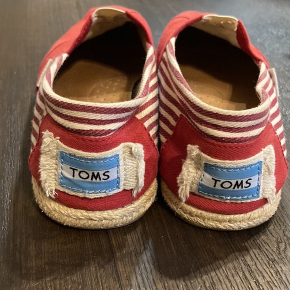 TOMS Red Striped Alpargata Rope Espadrille Flats - Picture 4 of 7